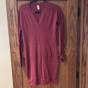 Lole Long Sleeve Burgundy Knit Tunic Sweater